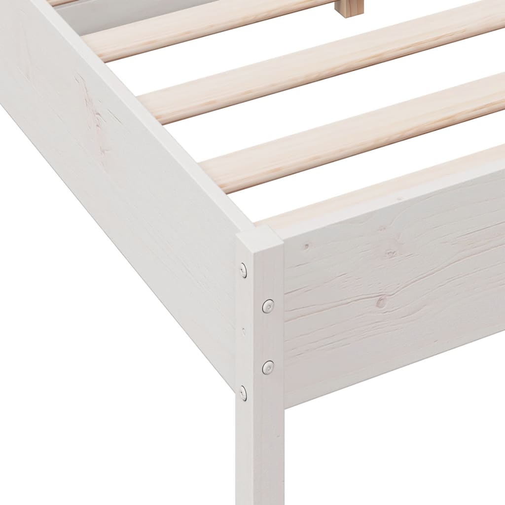 Letto senza Materasso Bianco 135x190 cm Legno Massello di Pino - homemem39