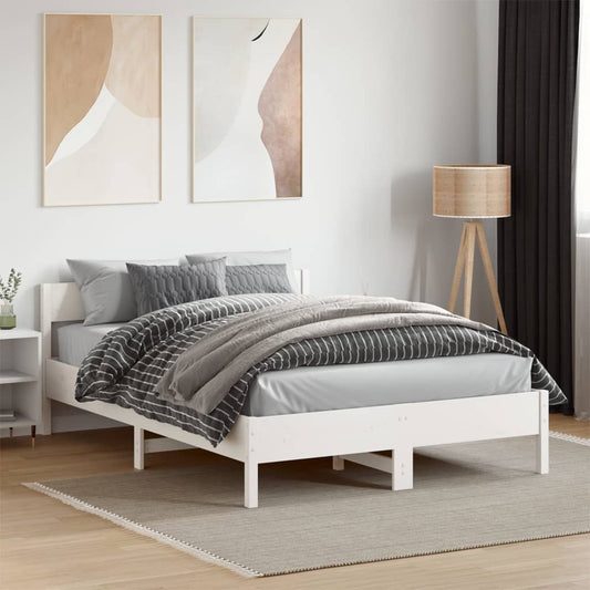 Letto senza Materasso Bianco 135x190 cm Legno Massello di Pino - homemem39