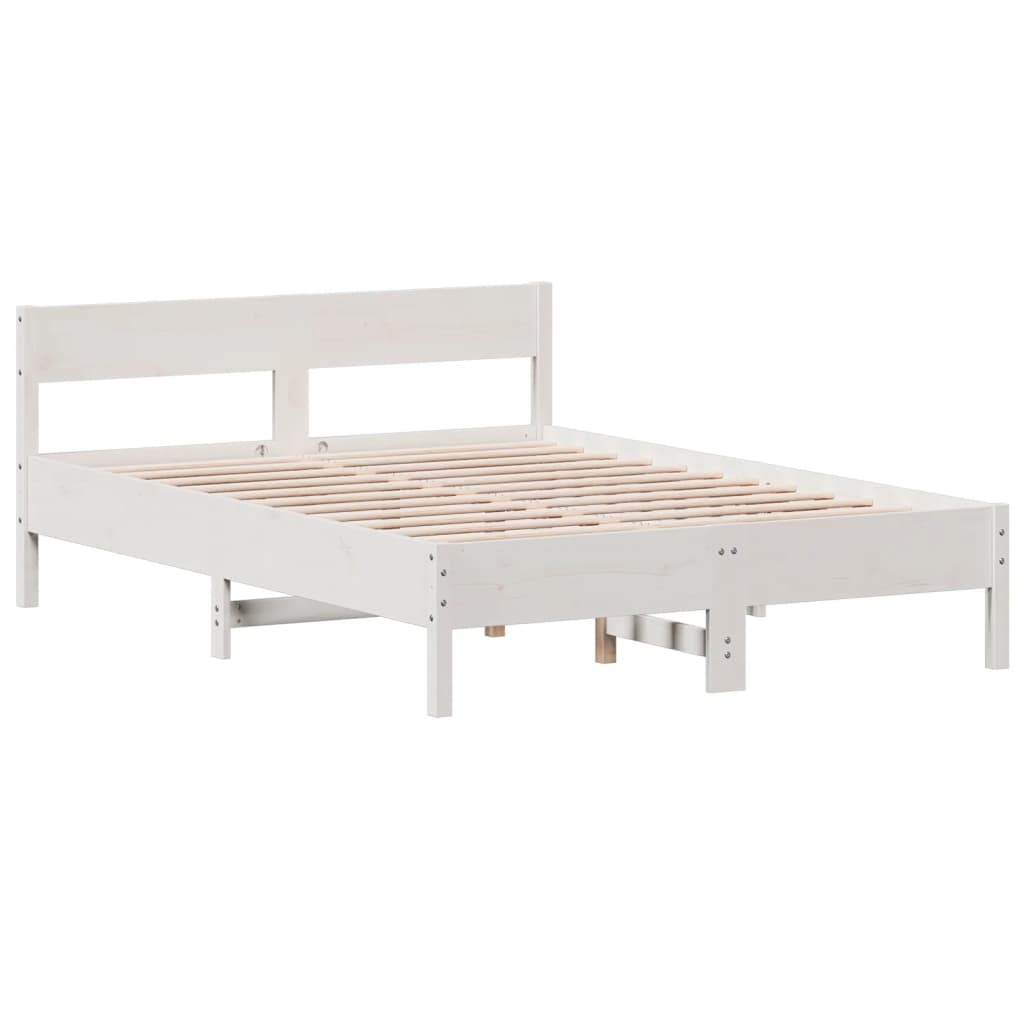 Letto senza Materasso Bianco 120x190 cm Legno Massello di Pino - homemem39
