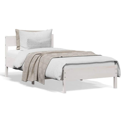 Letto senza Materasso Bianco 90x190 cm in Legno Massello Pino | homemem39