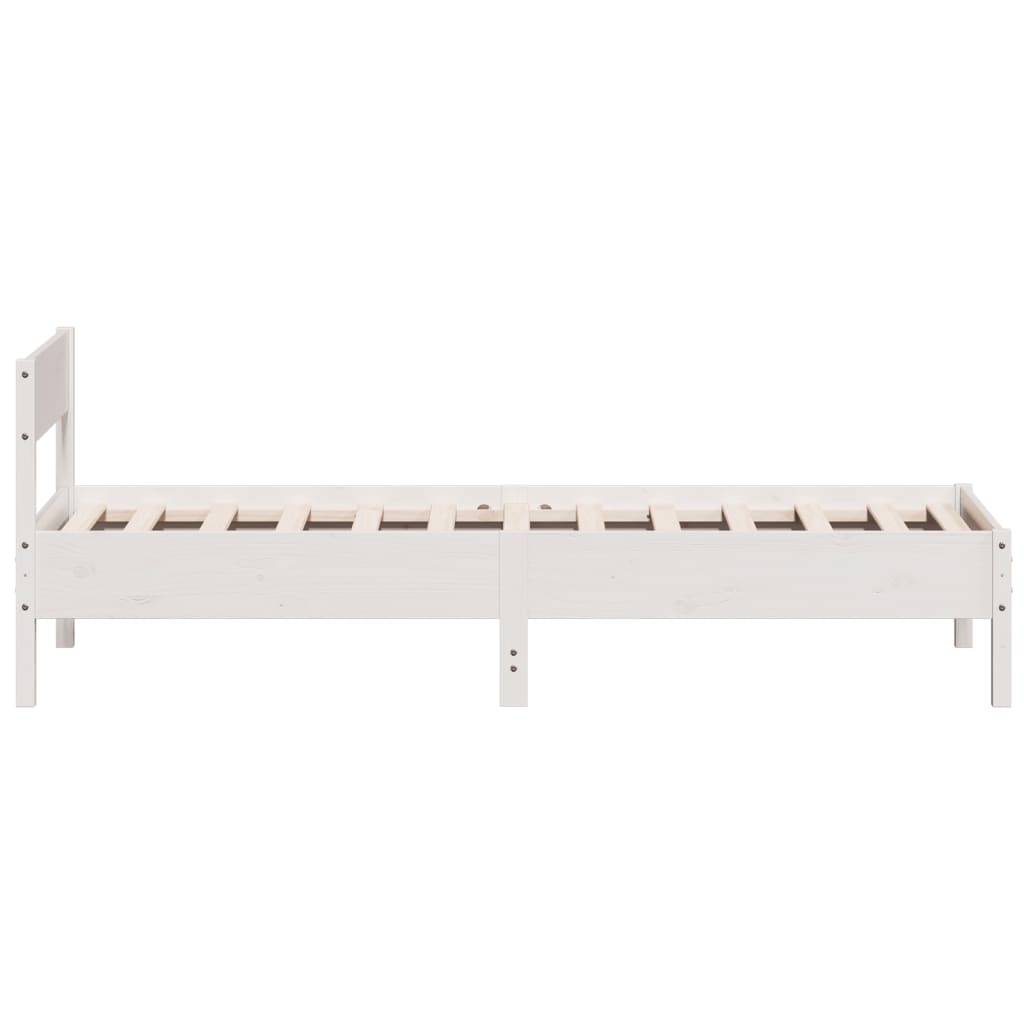 Letto senza Materasso Bianco 90x190 cm in Legno Massello Pino - homemem39