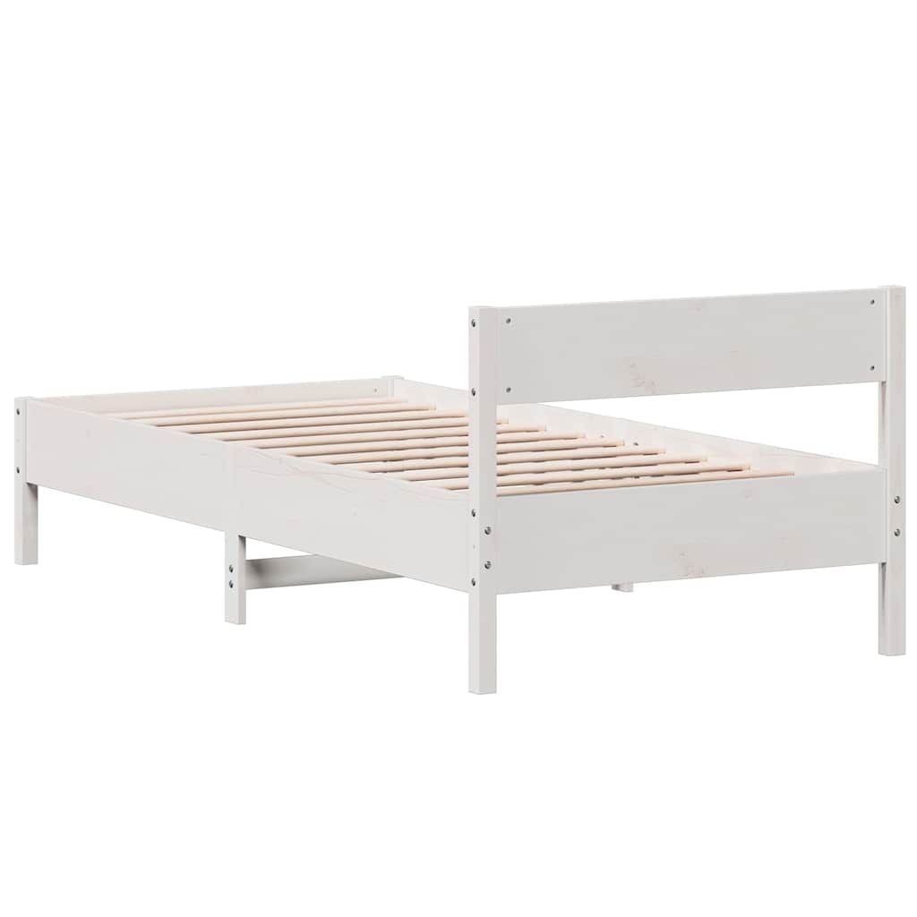 Letto senza Materasso Bianco 90x190 cm in Legno Massello Pino | homemem39