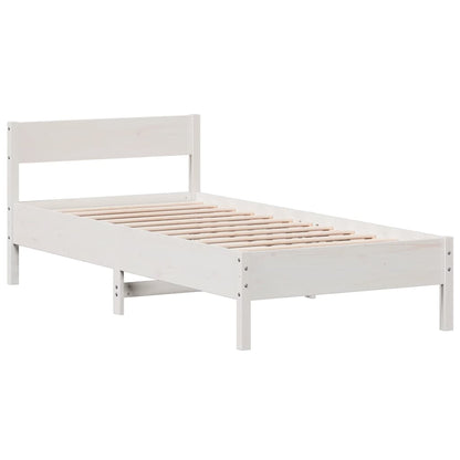 Letto senza Materasso Bianco 75x190 in Legno Massello di Pino - homemem39