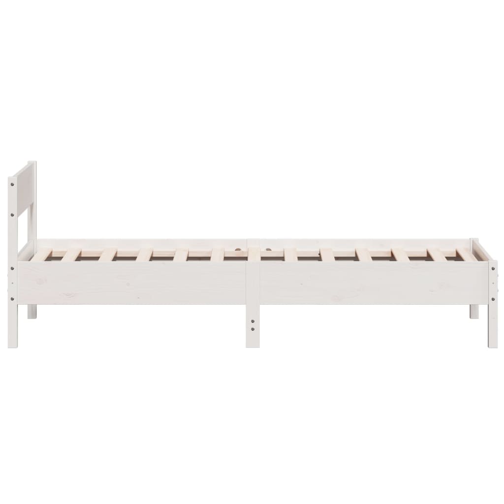 Letto senza Materasso Bianco 75x190 in Legno Massello di Pino | homemem39