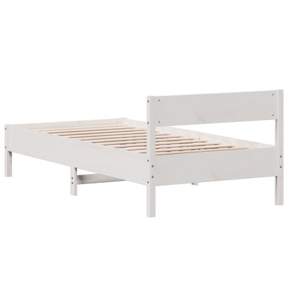 Letto senza Materasso Bianco 75x190 in Legno Massello di Pino - homemem39