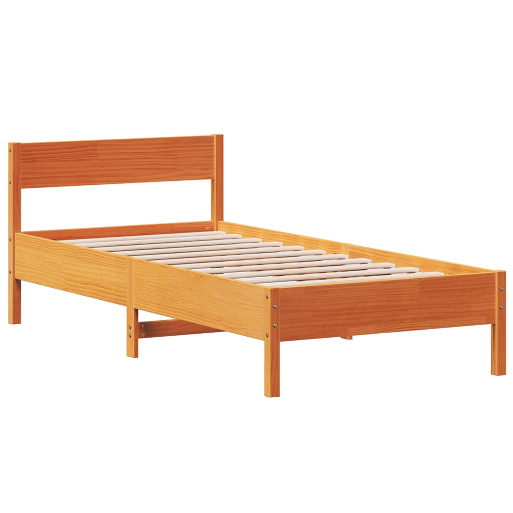 Letto senza Materasso Marrone Cera 75x190 cm in Legno di Pino | homemem39
