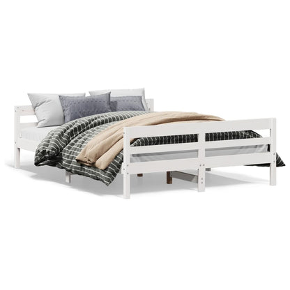 Letto senza Materasso Bianco 140x200 cm Legno Massello di Pino | homemem39