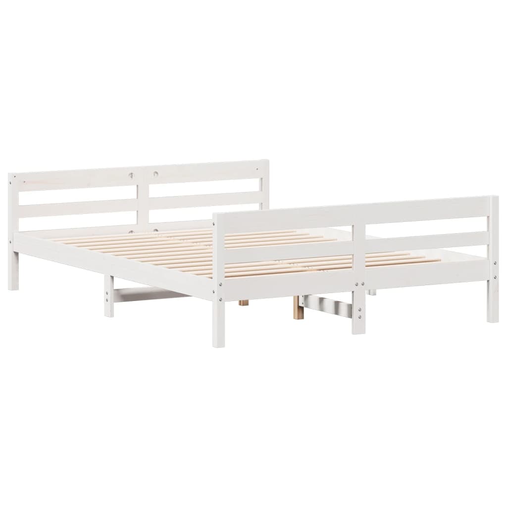 Letto senza Materasso Bianco 140x200 cm Legno Massello di Pino - homemem39