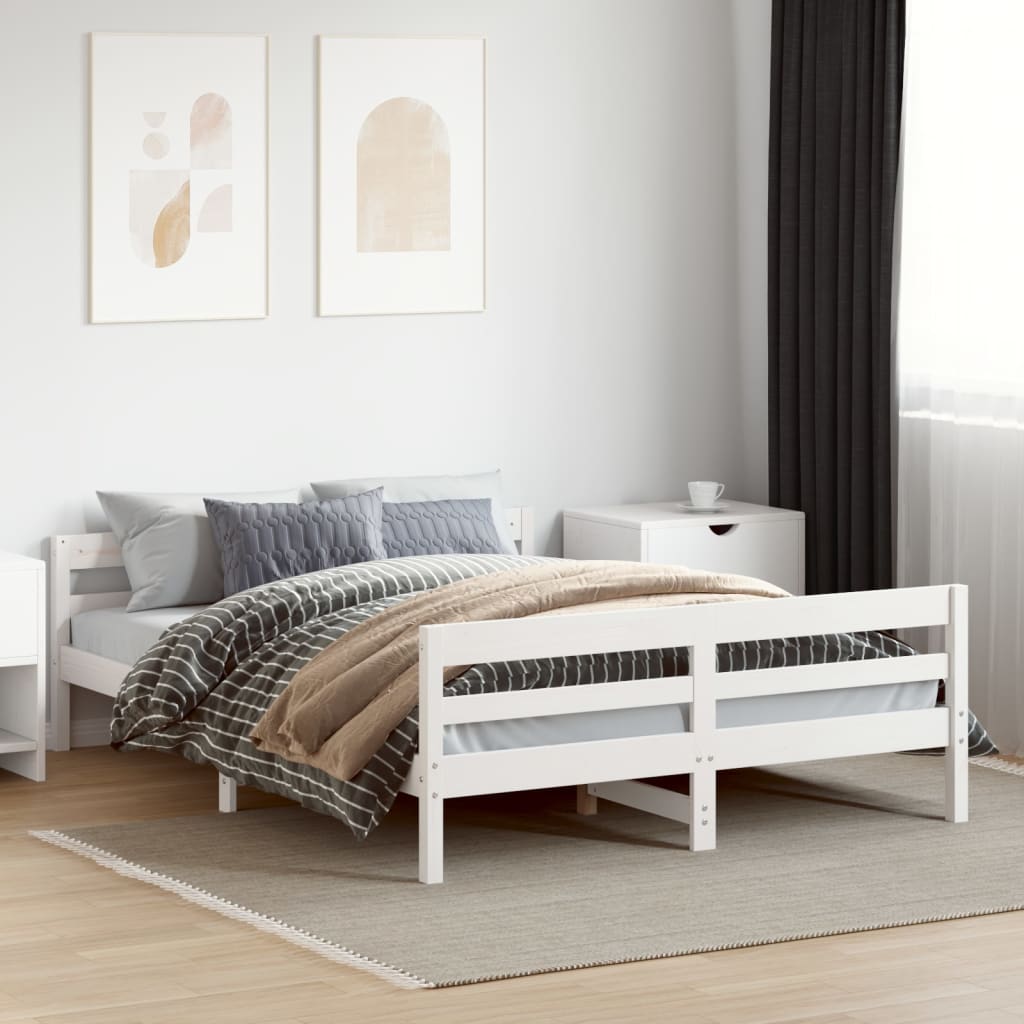 Letto senza Materasso Bianco 140x200 cm Legno Massello di Pino - homemem39