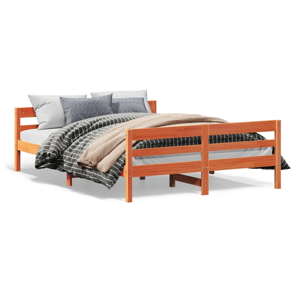 Letto senza Materasso Marrone Cera 120x200 cm in Legno di Pino | homemem39