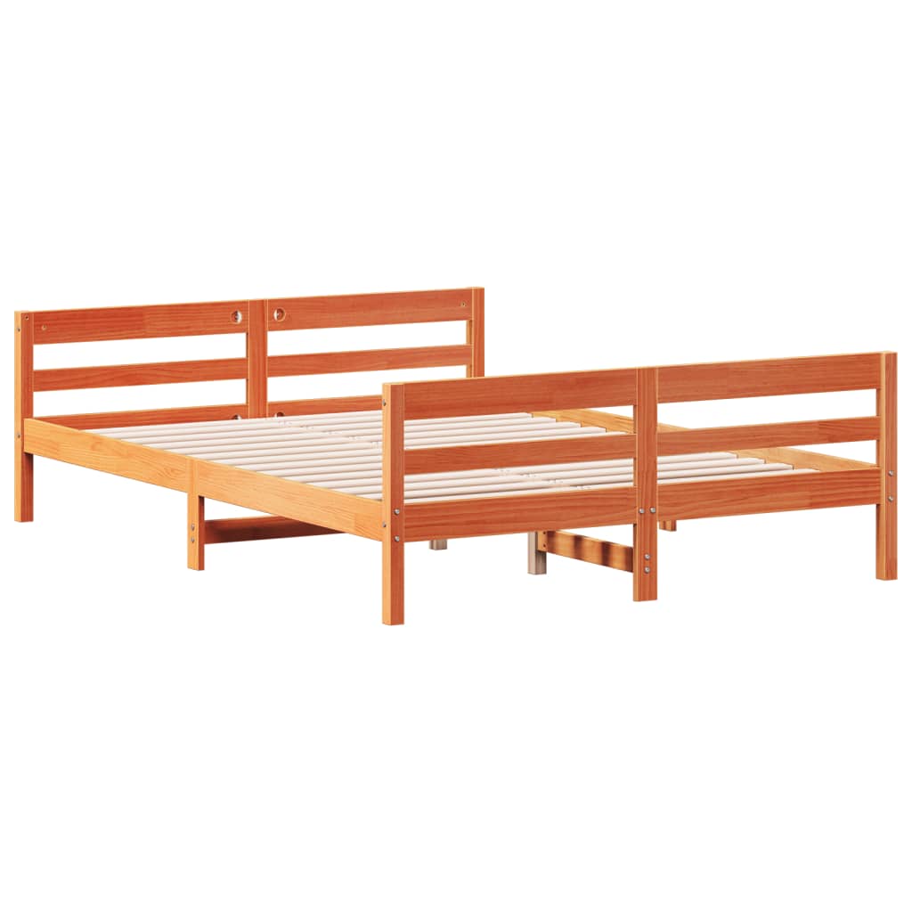 Letto senza Materasso Marrone Cera 120x200 cm in Legno di Pino | homemem39