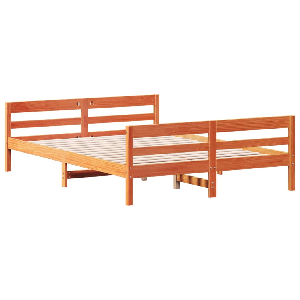Letto senza Materasso Marrone Cera 120x200 cm in Legno di Pino - homemem39