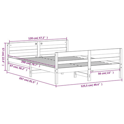 Letto senza Materasso Marrone Cera 120x200 cm in Legno di Pino | homemem39