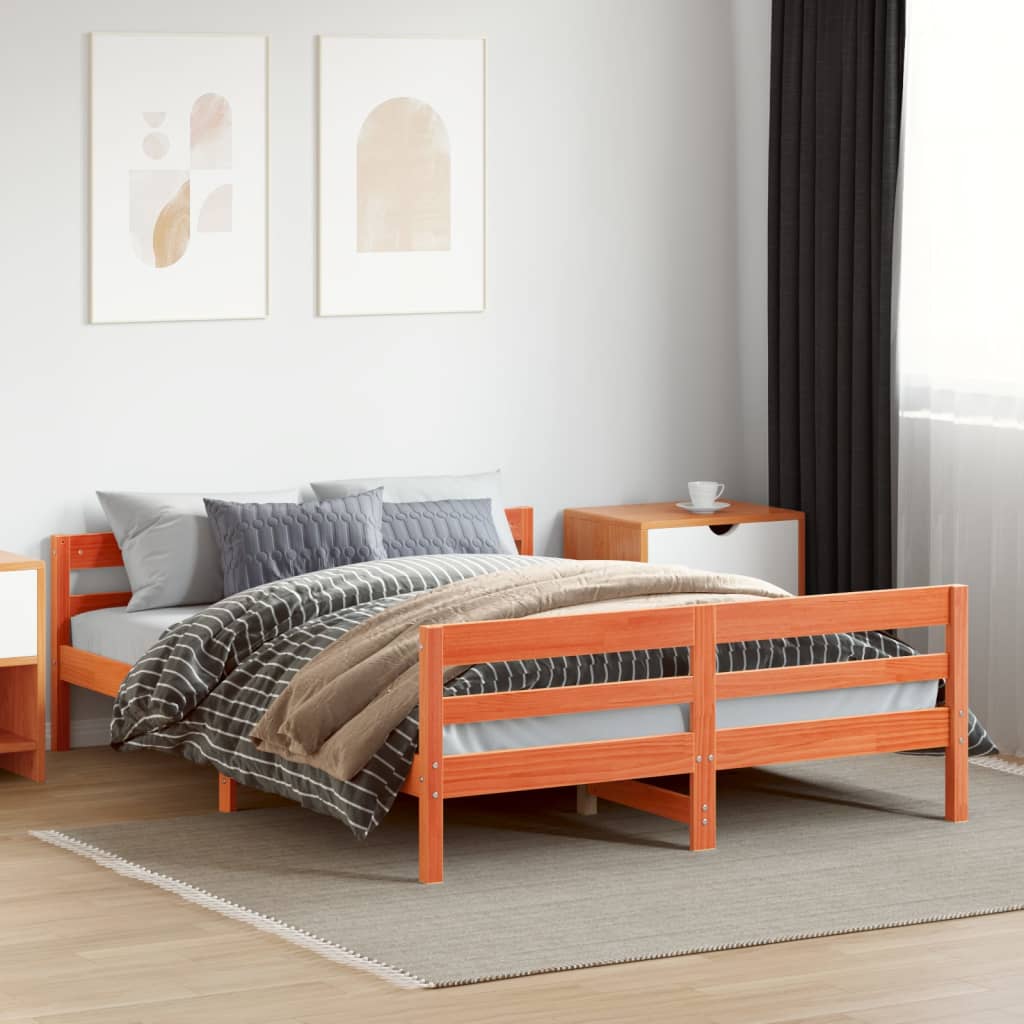 Letto senza Materasso Marrone Cera 120x200 cm in Legno di Pino | homemem39