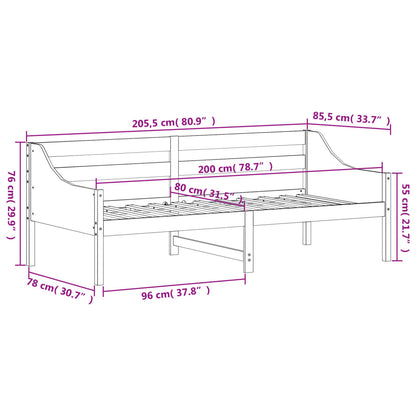 Dormeuse senza Materasso Bianca 80x200 cm Legno Massello Pino | homemem39