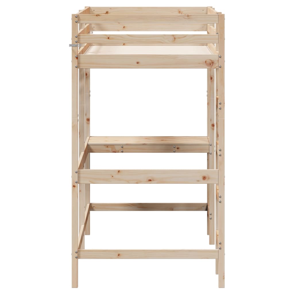 Letto Soppalco con Scrivania 90x200 cm Legno Massello Pino | homemem39