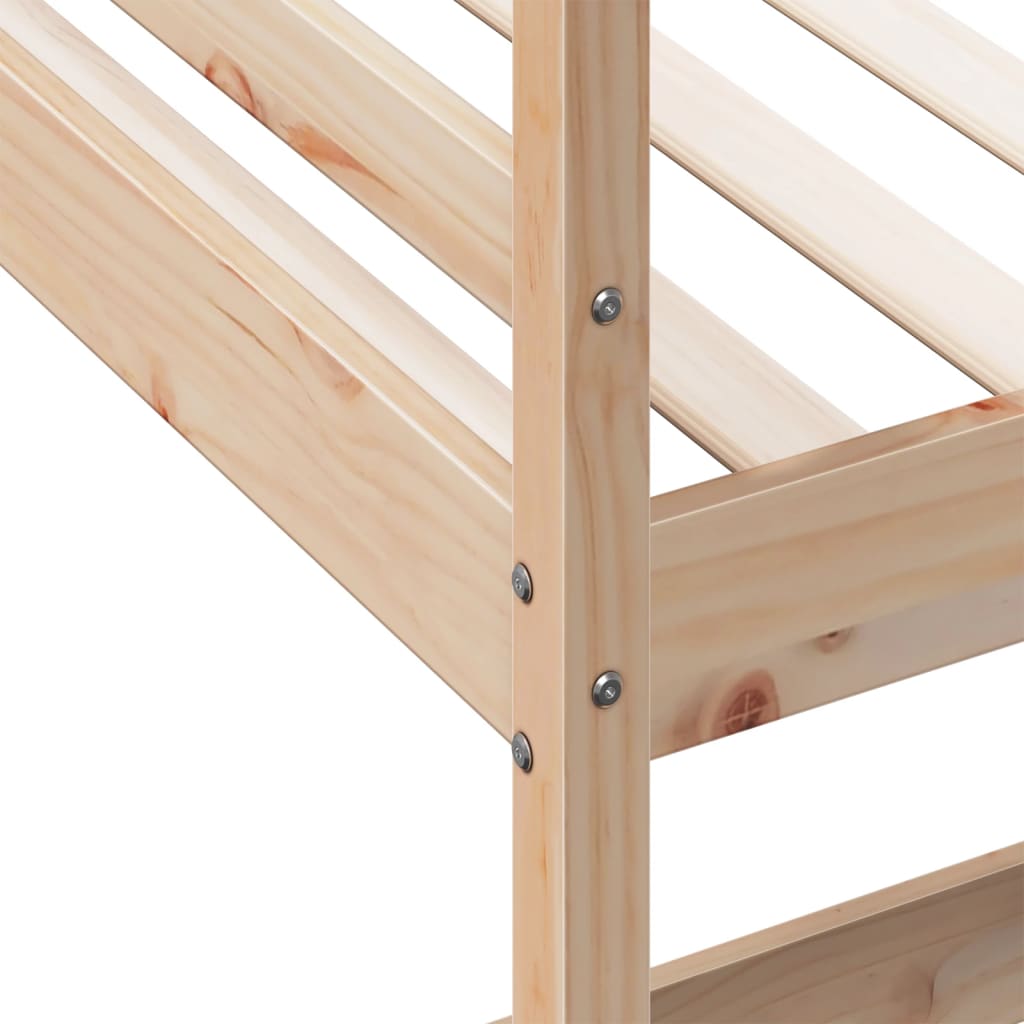 Letto Soppalco con Scrivania 90x200 cm Legno Massello Pino | homemem39
