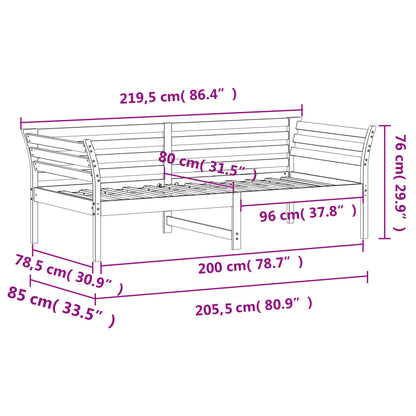Dormeuse senza Materasso Bianca 80x200 cm Legno Massello Pino | homemem39