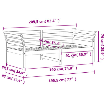 Dormeuse senza Materasso Marrone Cera 90x190 cm Legno di Pino - homemem39