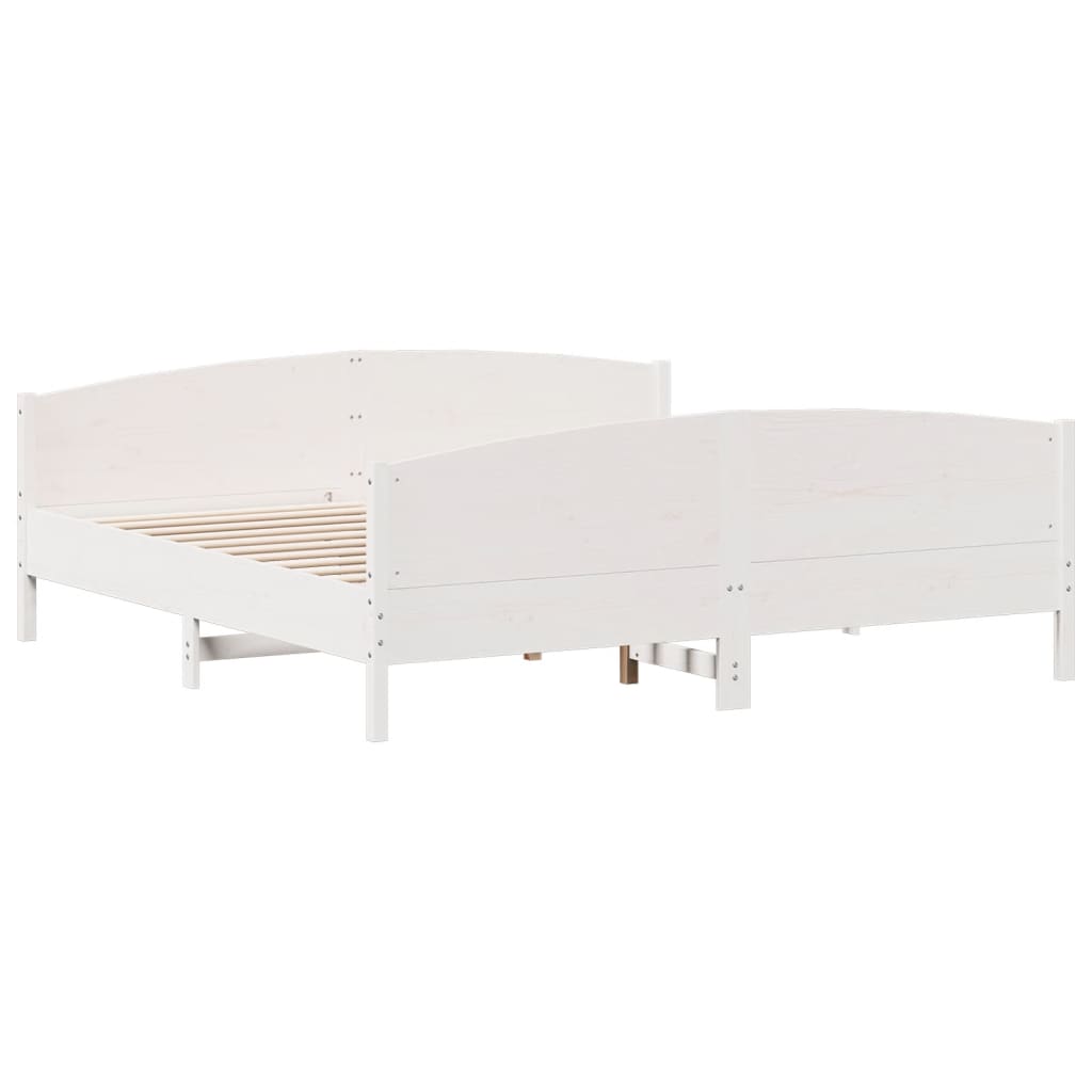 Giroletto senza Materasso Bianco 200x200 cm Legno Massello Pino