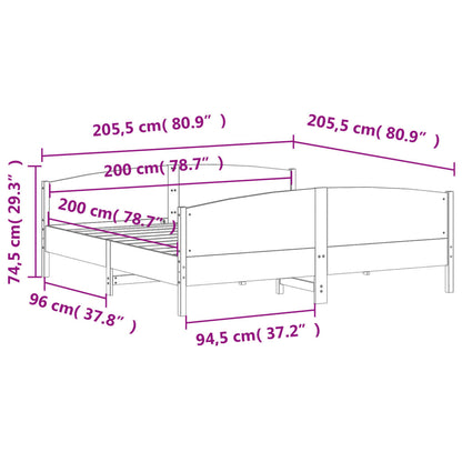 Giroletto senza Materasso Bianco 200x200 cm Legno Massello Pino