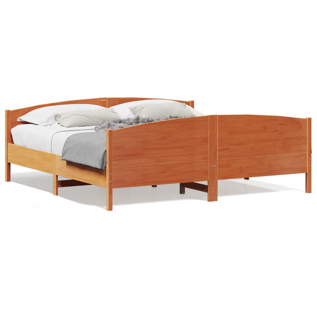 Giroletto senza Materasso Marrone Cera 200x200 cm Legno di Pino | homemem39