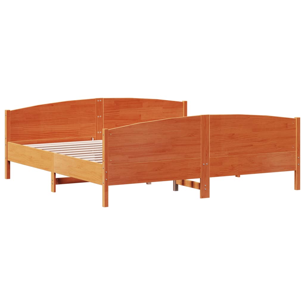 Giroletto senza Materasso Marrone Cera 200x200 cm Legno di Pino | homemem39