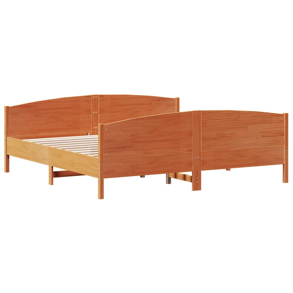 Giroletto senza Materasso Marrone Cera 200x200 cm Legno di Pino | homemem39