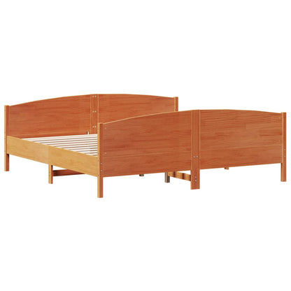 Giroletto senza Materasso Marrone Cera 200x200 cm Legno di Pino | homemem39