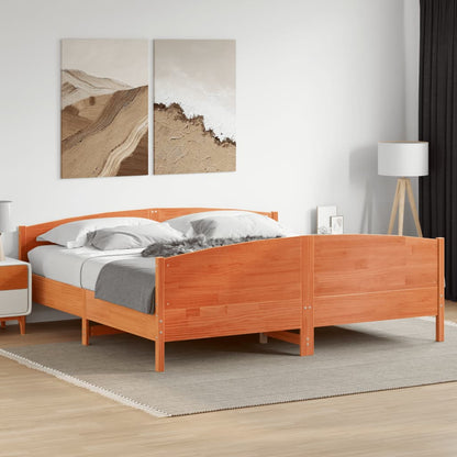 Giroletto senza Materasso Marrone Cera 200x200 cm Legno di Pino | homemem39