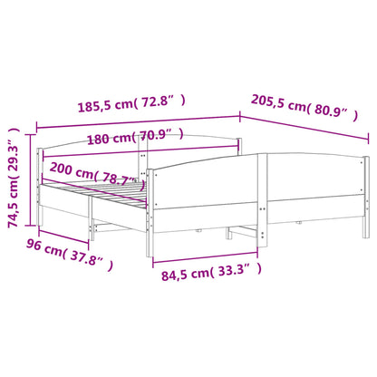 Giroletto senza Materasso Marrone Cera 180x200 cm Legno di Pino | homemem39