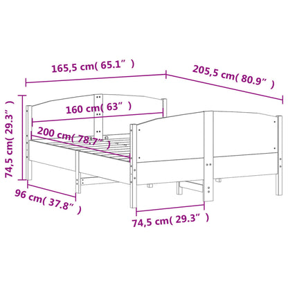 Giroletto senza Materasso 160x200 cm in Legno Massello di Pino | homemem39