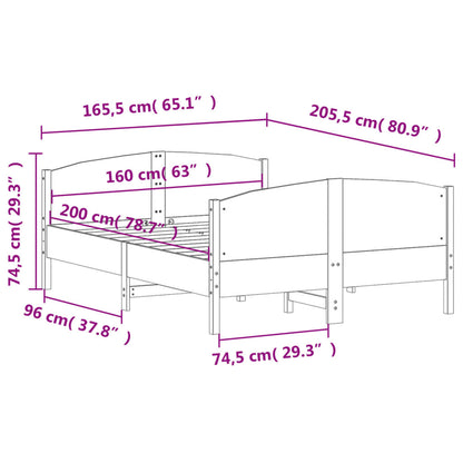 Giroletto senza Materasso Marrone Cera 160x200 cm Legno di Pino | homemem39