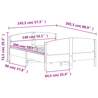 Giroletto senza Materasso 140x200 cm in Legno Massello di Pino | homemem39