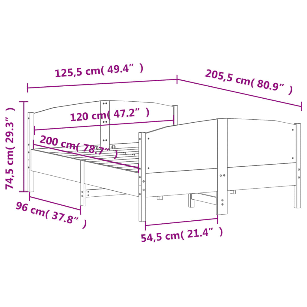 Giroletto senza Materasso Marrone Cera 120x200 cm Legno di Pino | homemem39