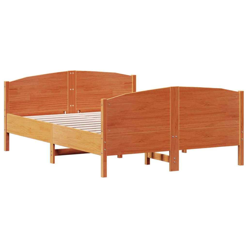 Letto senza Materasso Marrone Cera 140x190 cm in Legno di Pino - homemem39
