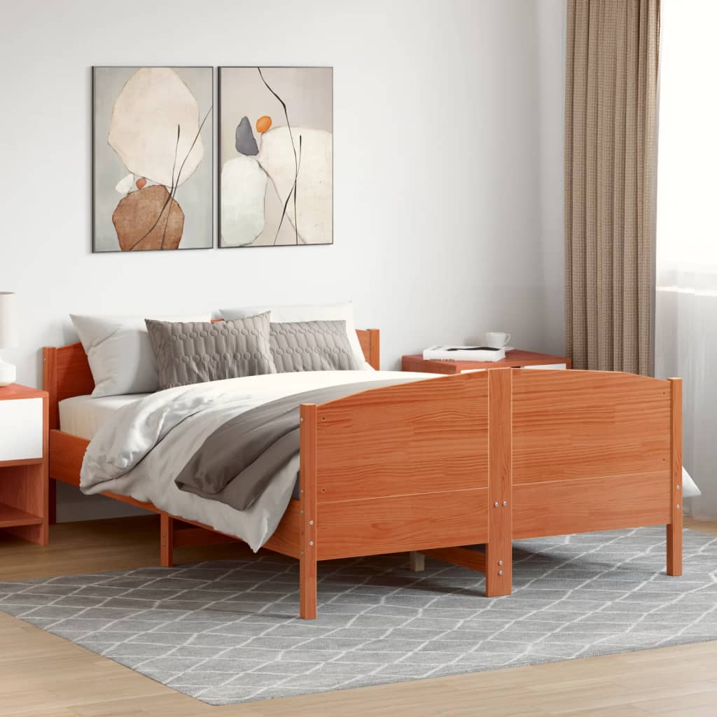 Letto senza Materasso Marrone Cera 140x190 cm in Legno di Pino - homemem39