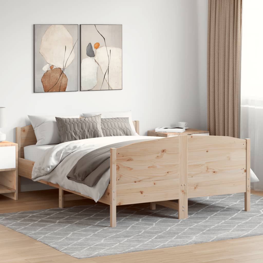 Letto senza Materasso 135x190 cm in Legno Massello di Pino - homemem39
