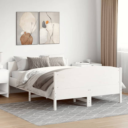 Letto senza Materasso Bianco 135x190 cm Legno Massello di Pino | homemem39