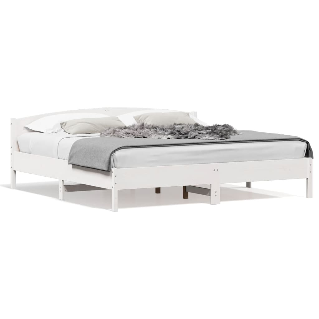 Giroletto senza Materasso Bianco 200x200 cm Legno Massello Pino | homemem39