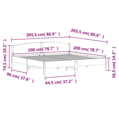 Giroletto senza Materasso Bianco 200x200 cm Legno Massello Pino | homemem39