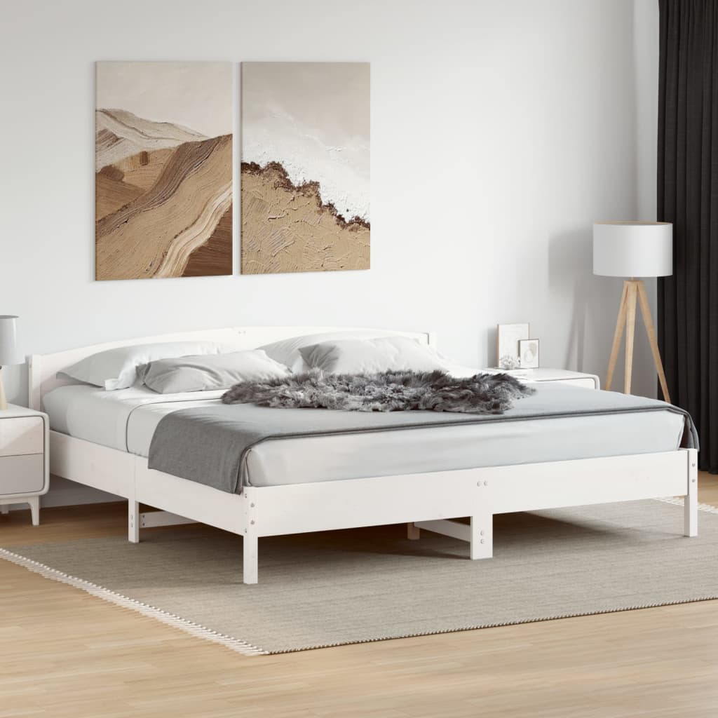 Giroletto senza Materasso Bianco 200x200 cm Legno Massello Pino | homemem39