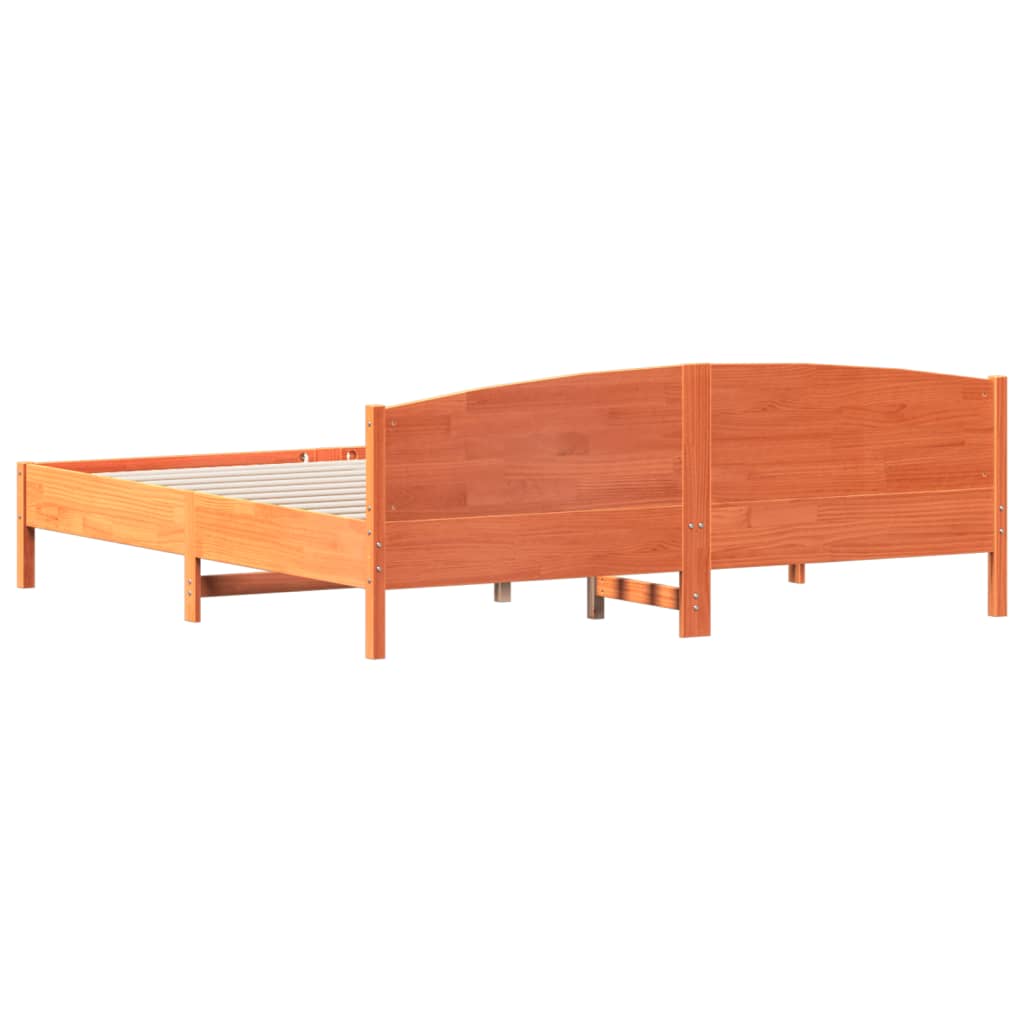 Giroletto senza Materasso Marrone Cera 200x200 cm Legno di Pino | homemem39