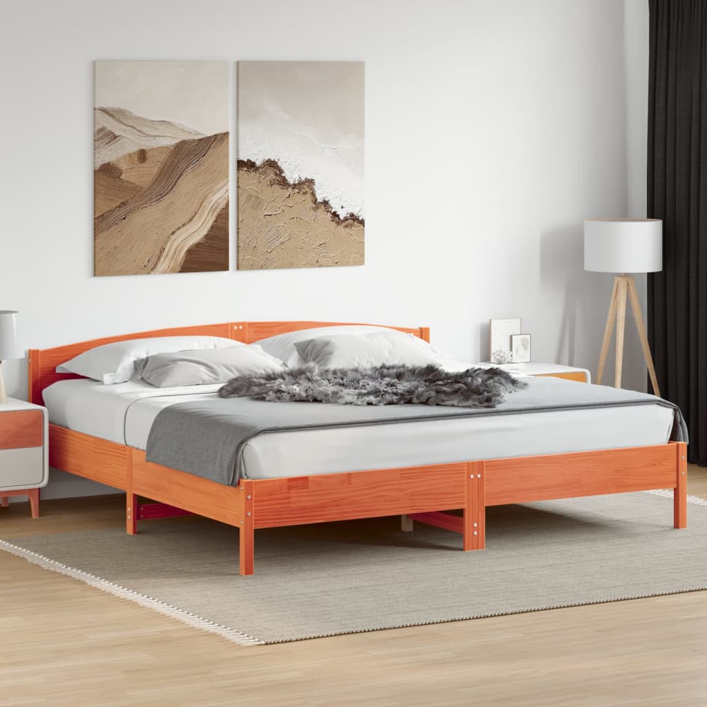 Giroletto senza Materasso Marrone Cera 200x200 cm Legno di Pino | homemem39