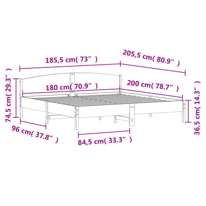 Giroletto senza Materasso Bianco 180x200 cm Legno Massello Pino | homemem39