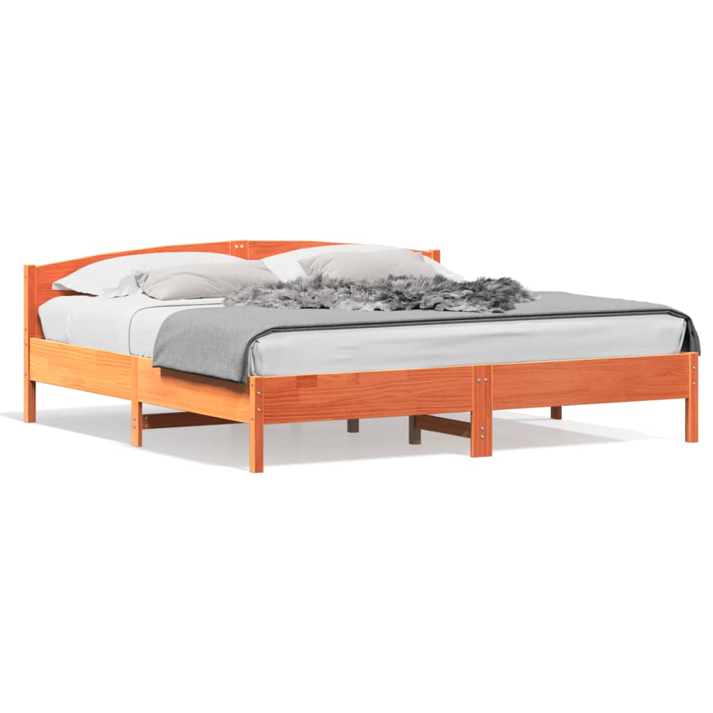 Giroletto senza Materasso Marrone Cera 180x200 cm Legno di Pino | homemem39