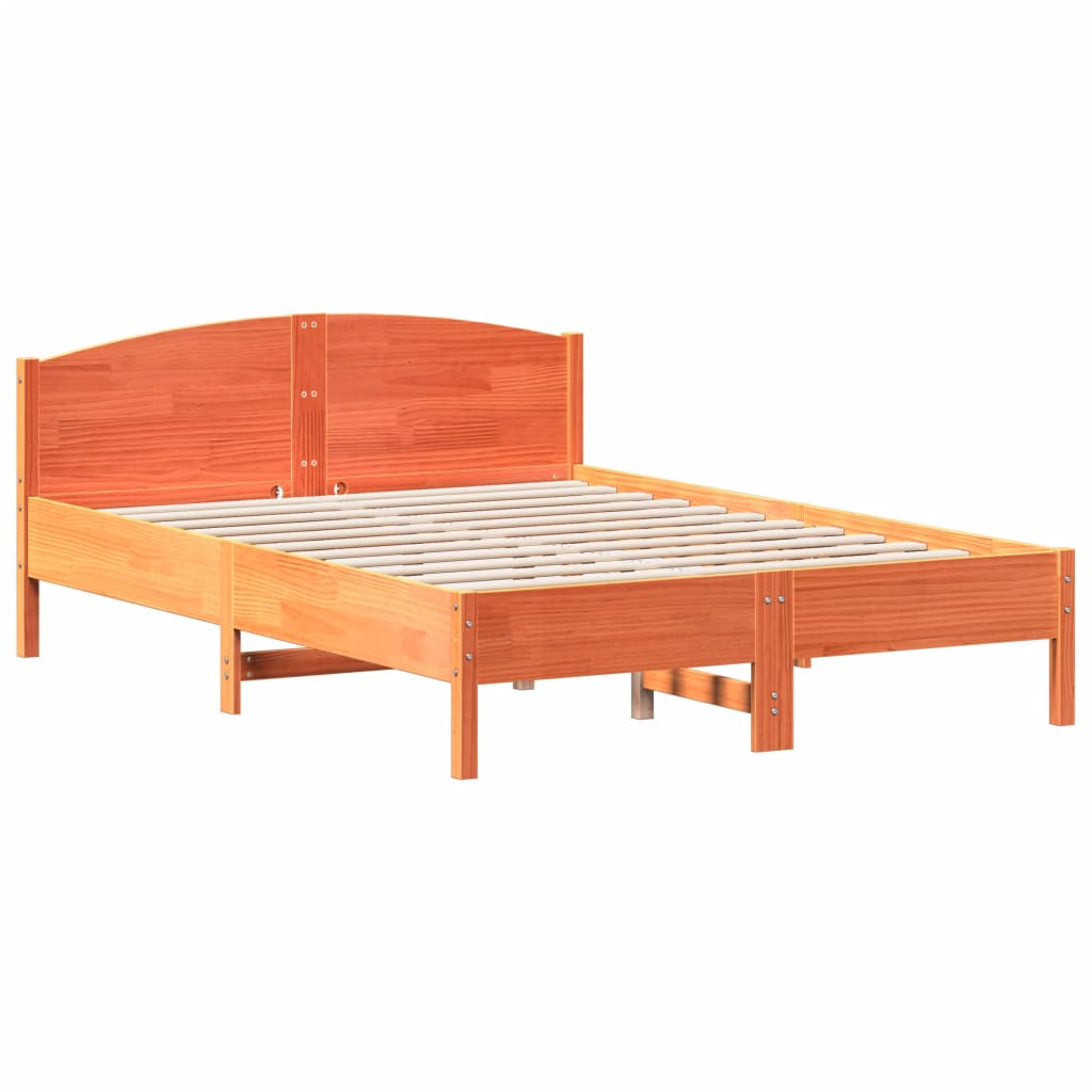 Giroletto senza Materasso Marrone Cera 160x200 cm Legno di Pino | homemem39