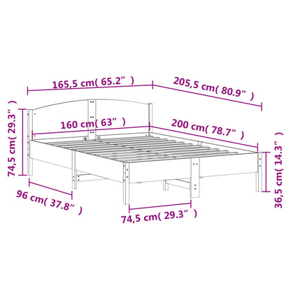 Giroletto senza Materasso Marrone Cera 160x200 cm Legno di Pino | homemem39