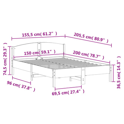 Giroletto senza Materasso Bianco 150x200 cm Legno Massello Pino | homemem39