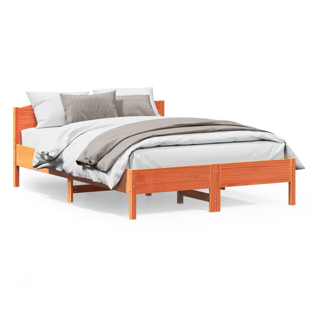 Giroletto senza Materasso Marrone Cera 150x200 cm Legno di Pino | homemem39